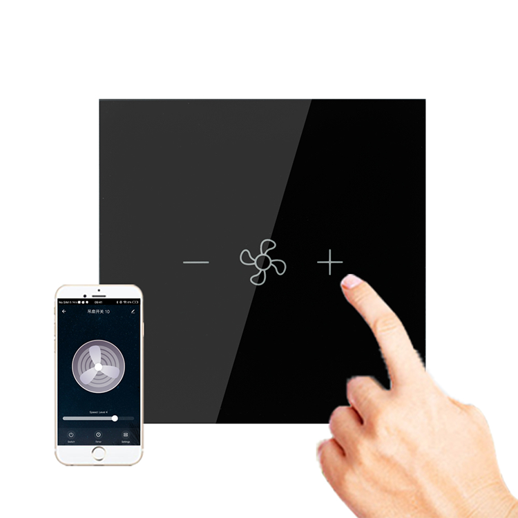 Tempered Touch Tuya Smart Switch 240V 10A Wifi Fan Speed Controller