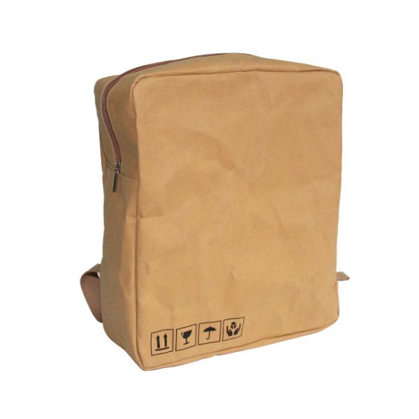 Quality Carrying Washable Paper Backpack Simple Design Brown Kraft Paper Backpack for sale