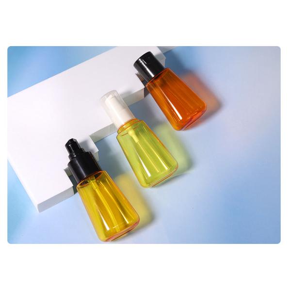 PET Luxury Cosmetic Bottle Clear Empty Hair Oil Bottle 70ml With Hot Stamping Logo Printing