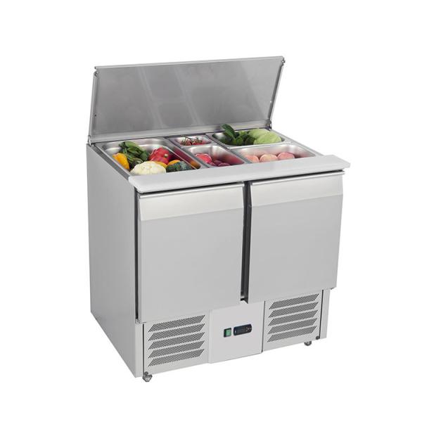 Quality Fan Cooling AISI 304 Salad Display Chiller 110V 60HZ Salad Counter Fridge for sale