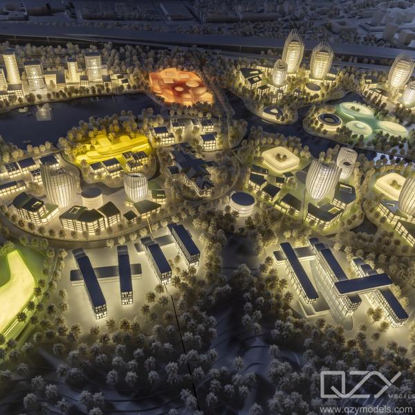 Base Miniature Building Models Aedas 1:1000 Scale Shenzhen Jiuwei Project