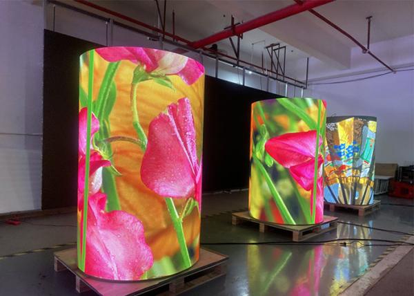 Quality Round Circle Flexible Scrolling Led Display 1920Hz Curved Video Wall for sale