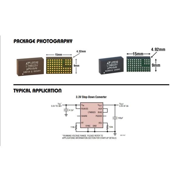 LTM8025EV LTM8025IV#PBF Non-Isolated PoL Module DC-DC Converter Integrated circuits IC