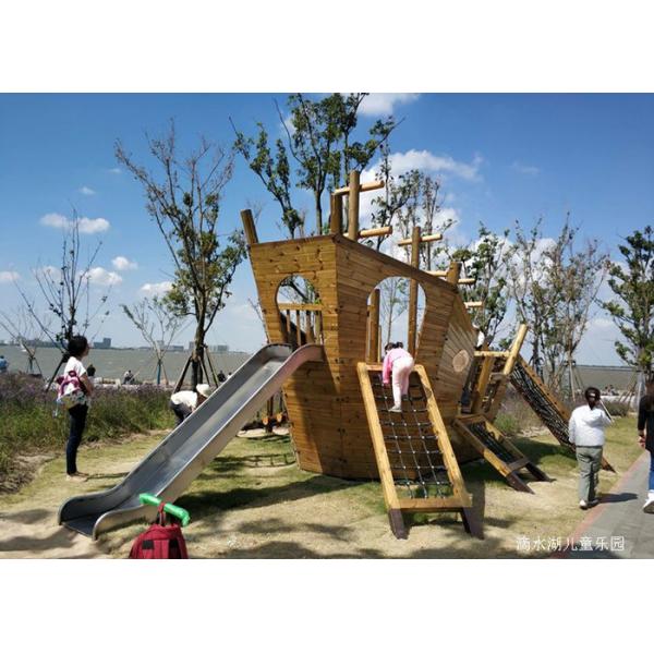 Pirate Ship Childrens Garden Play Area Outdoor Slide Climbing Structure For Adults