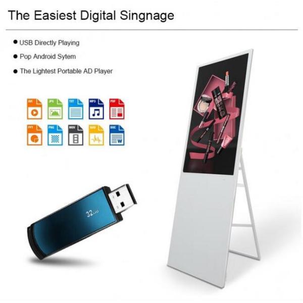 43" Portable Digital Poster 1920x1080 LED Backlit 500CD/Sqm For Shop