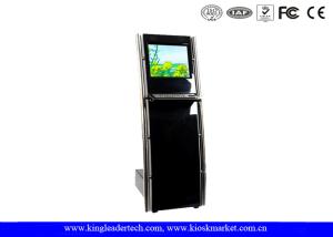 Space Saving Standard Touch Screen Information Kiosk With Metal Kiosk Keyboard And Trackball