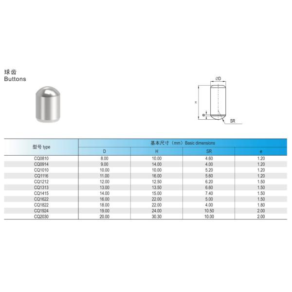 Tungsten Carbide Products Spherical Cone Button For Tricone Roller Oil Drilling Bit