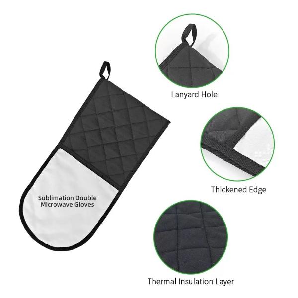 Sublimation Blanks Oven Gloves Custom Linen Double Mitts Long Fold Heat Resistant Microwave Mittens