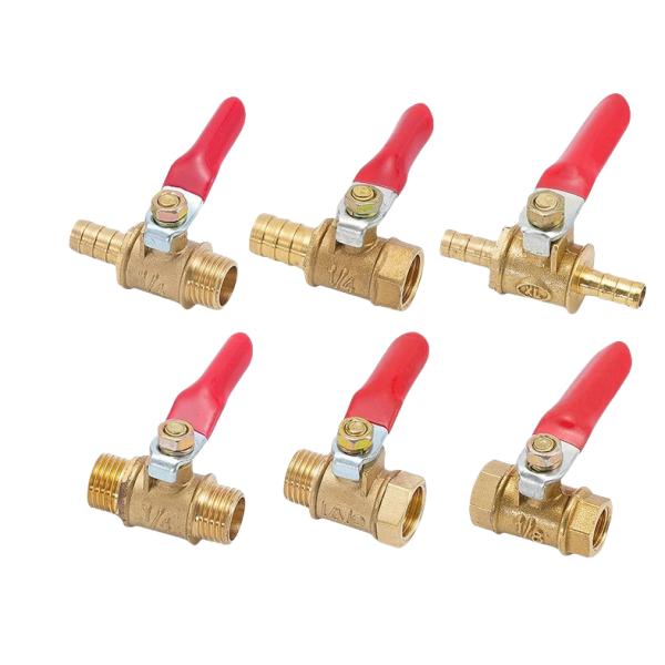 6-12MM Hose Barb Inline Pipe Fittings Brass Water Oil Air Gas Fuel Line Shutoff Ball Valve for Pneumatic Connector Handle