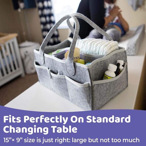 Nursery Organizer And Baby Diaper Caddy Modular Design For Standard Changing Table
