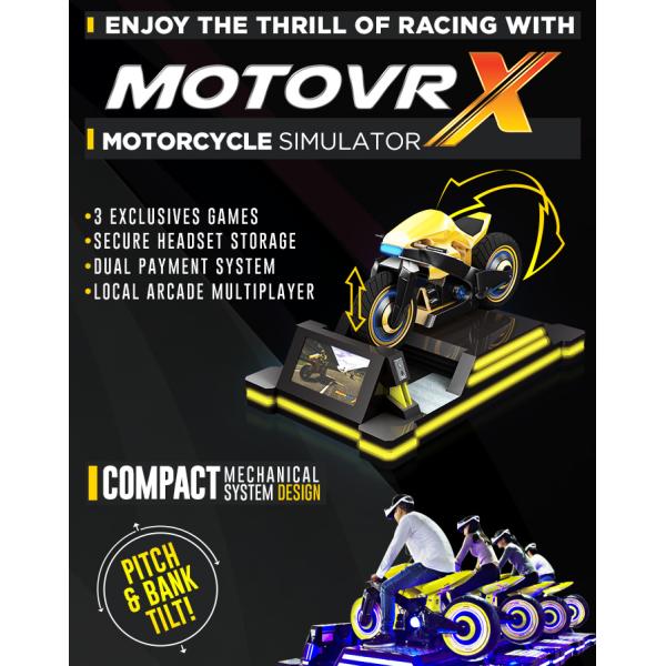 Online Cockpit VR Motorcycle Simulator Black Galvanized Steel Frame Locked Door