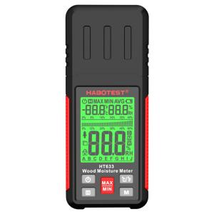 HT633 Wood Moisture Meter Pin Type Digital Moisture Detector Ambient Temperature Humidity with LCD Backlight Display