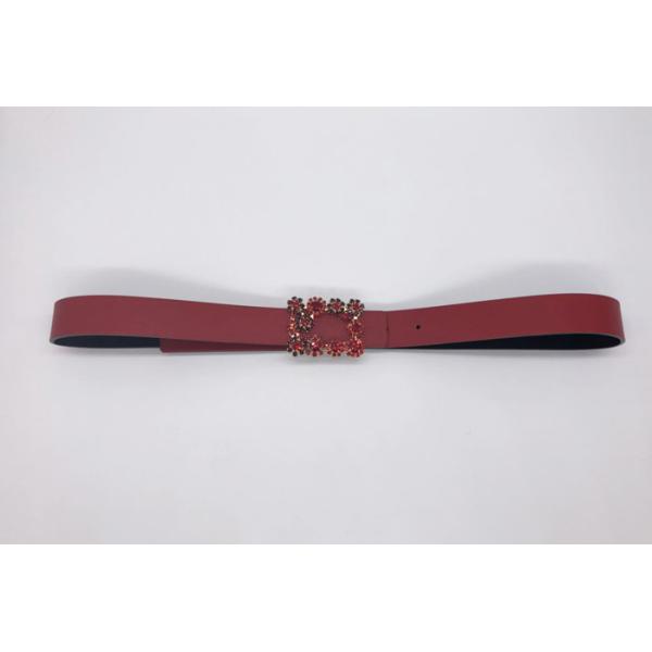 Women Fashion Shiny Red Dressy Rhinestone Belts Customized Size 95 - 125cm Length