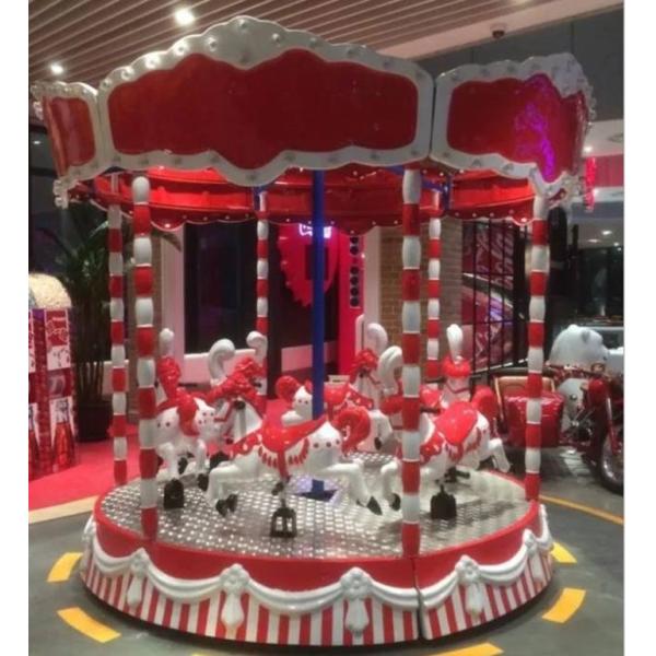 Colorful Led Lights Merry Go Around , Health Paint Small Carousel Horse