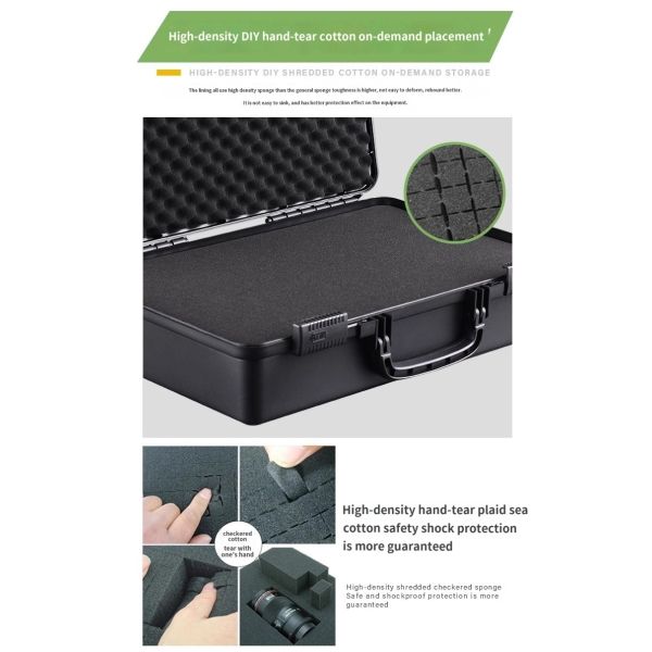 Heavy Duty Waterproof Tool Storage Case with 304 Stainless Steel Chain Lock Hole and Air Pressure Valve