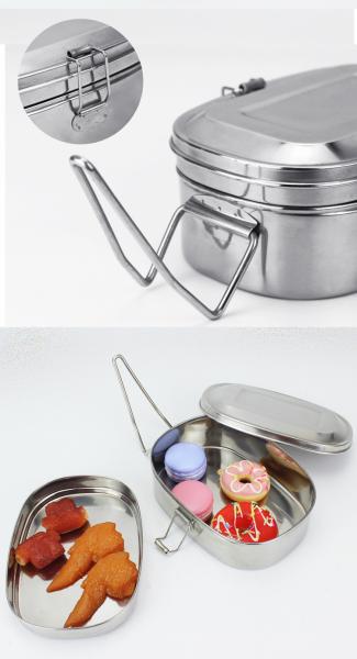 Quality steel double-layer lunch box square with handle student lunchbox large capacity for sale