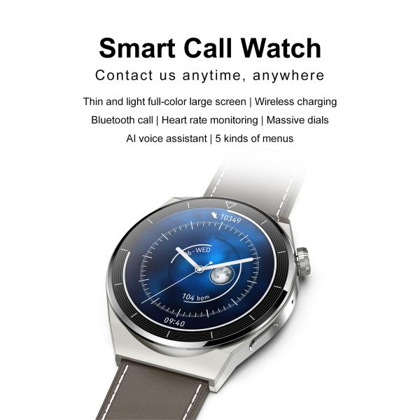 Durable Waterproof Test Heart Rate Blood Pressure Wireless Charging 390*390 HD Display Smart Watch