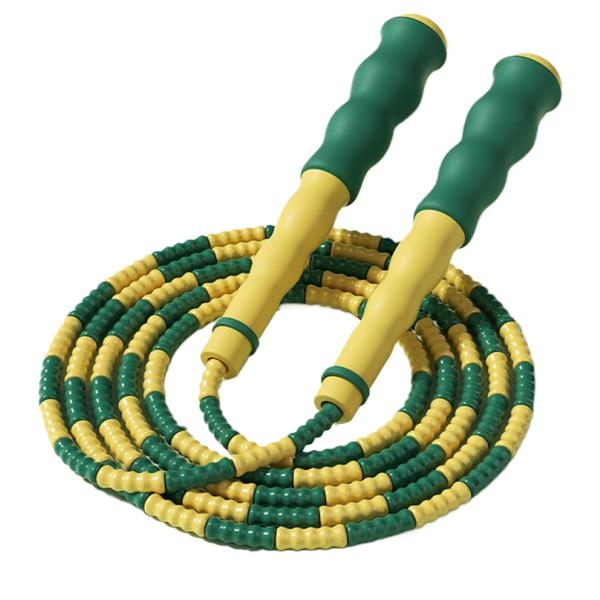 Green Yellow Bamboo Adjustable Jump Rope For Kid Teenager Exercise Sport Equipment
