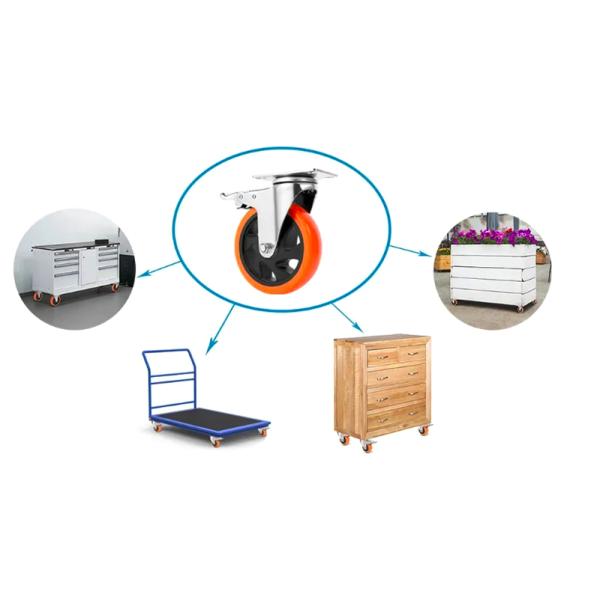 Durable Medium Duty Casters 220Lbs 100mm Braked Castors