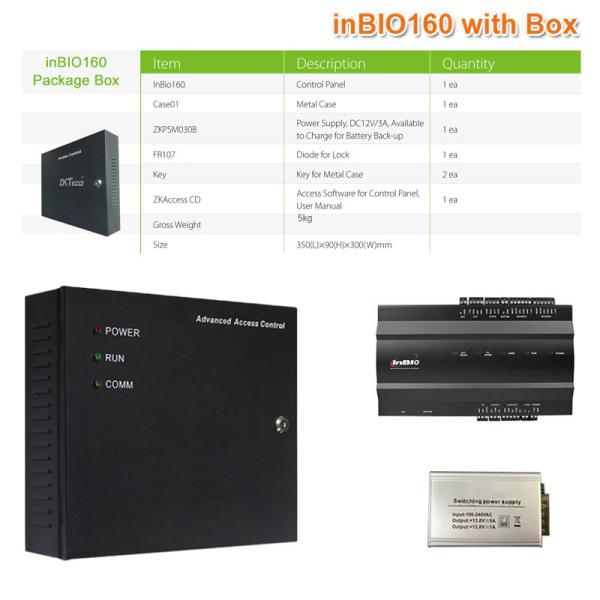 Quality Single Doors Access Control with Power Adapter Box IP-Based Connect Support Fingerprint/RFID Card Reader(Inbio160/box) for sale