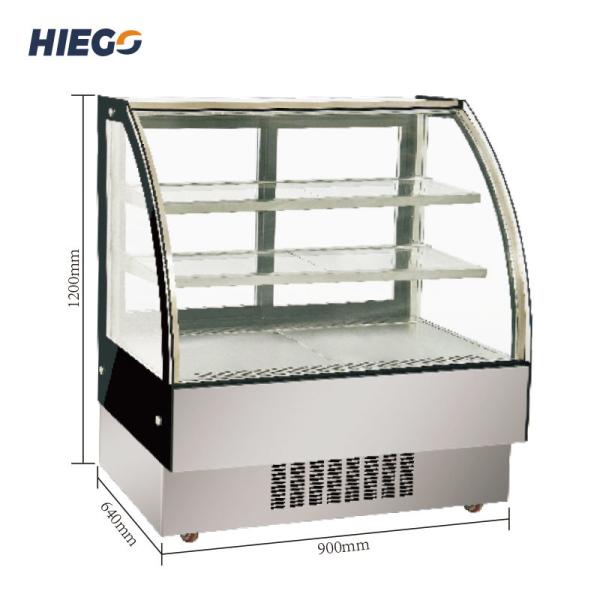 Quality Floor Type Curved Glass Cake Display R600a Counter Pastry Display Chiller for sale