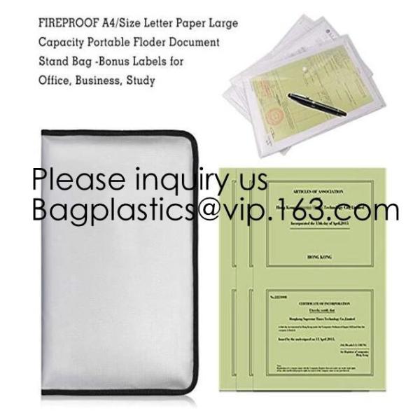 Silicone Coated Fireproof Bag A4 Fireproof Document Holder Case Fire Resistant Money Purse,Heavy Duty Safe Fireproof Bag