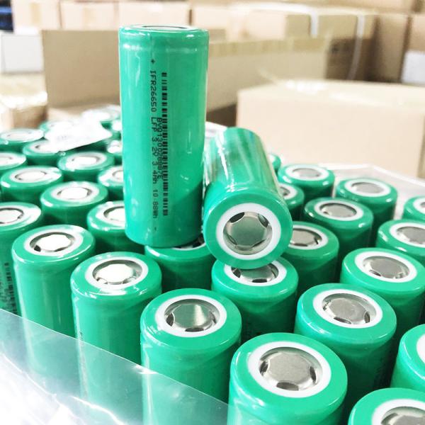 5000 Cycles 3.2V 3400mAh 9.2Wh Li Iron Battery 26650 LiFePO4 Cell