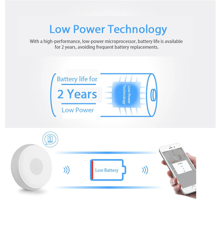 IP66 Zigbee Water Leak Sensor Wireless Water Tank Overflow Alarm