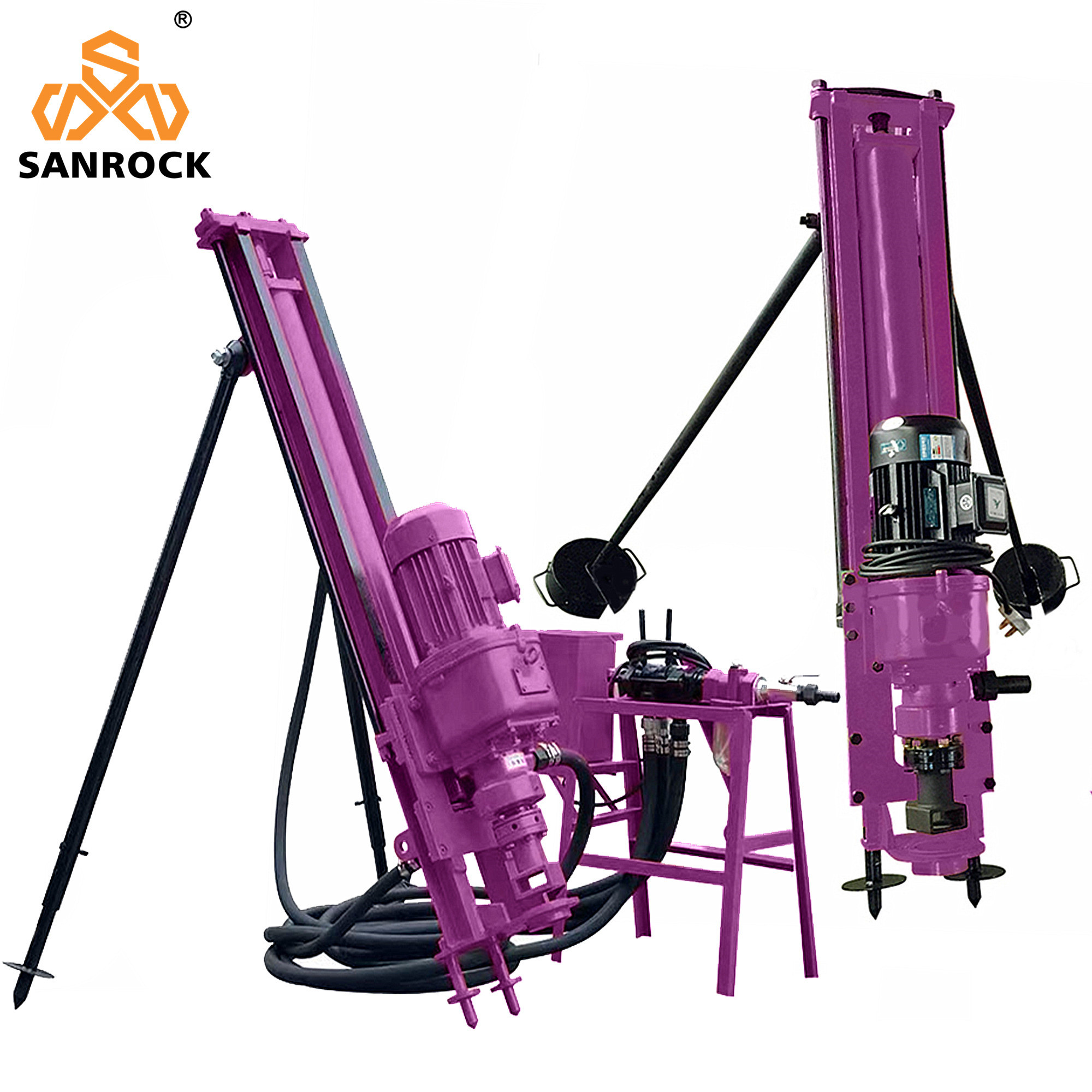 Portable Mining Bucket Drilling Rig Pneumatic Rotary Borehole DTH Drill Rig