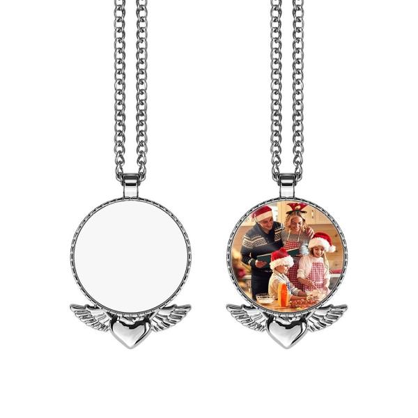 Sublimation Photo Necklace Blanks Wings Pendant Ornament Diy Printing Customized Logo Sublimation Angel Wing Necklace