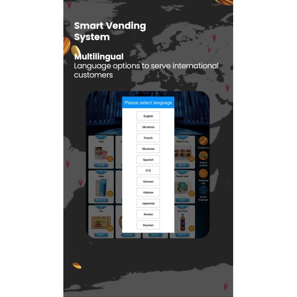 Intelligent Backend System Card Reader Snack Food Vending Machine With Adjustable Cooling System