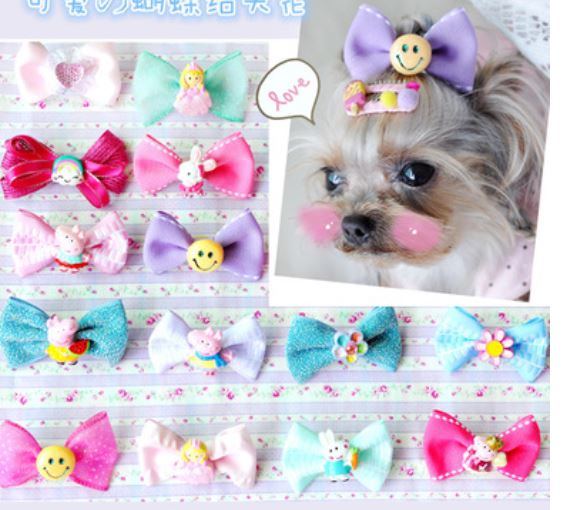 Design Cute Dog Bows Bands Beauty Pet Hair Bowties Clips