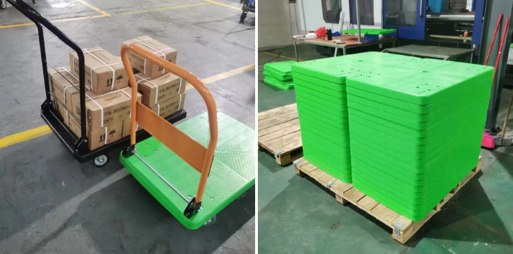 Industrial Platform Hand Trolley Heavy-Duty Flatbed Cart with Silent Wheels and Four-Wheel Load Capacity