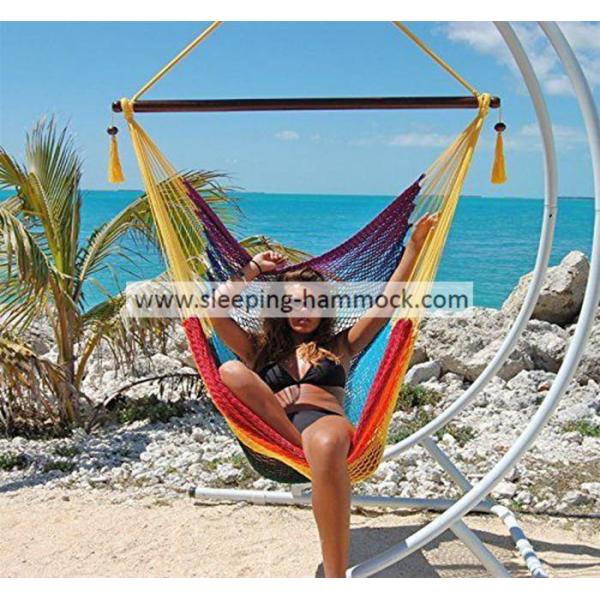 Multi Colored Rainbow Grand Caribbean Lounge Hammock Chair With Pillow 275 Pounds Capacity