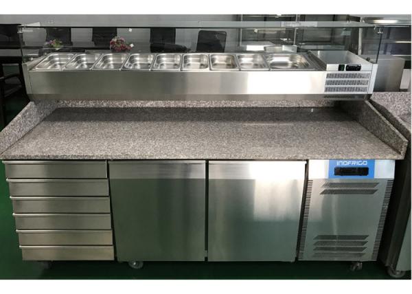 Quality 2 Door and 6 Drawer Commercial Refrigerated Pizza Prep Table With Marble Table Top for sale