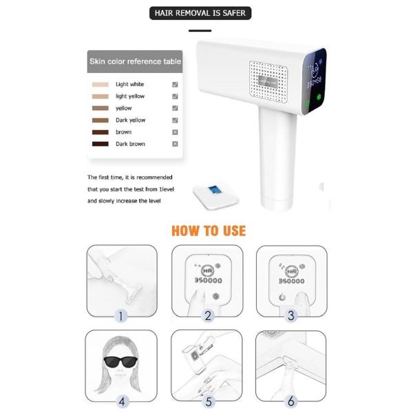 350000 Flashes 390g 4cm2 Air Cooling Laser Hair Removal