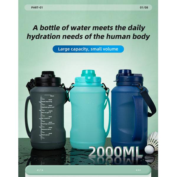 BPA Free 2000ml Sport Gym Travel Silicone Folding Cup Customizable Colors