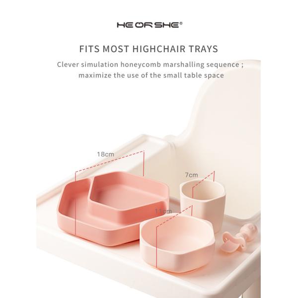 Reusable Heat Resistant Non Slip Tableware HEORSHE Baby Plate And Bowl