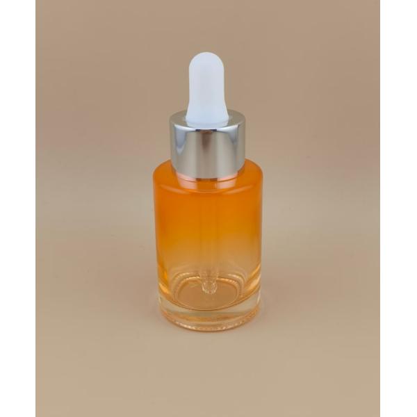 Clear Gradual Change Orange Smooth Round Glass Dropper Bottle K-GBL30 Design For Lotion