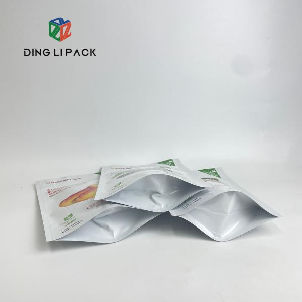 Custom print plastic food grade resealable stand up pouch metallic frosted dried fruit packing bags with plastic zipper