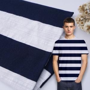 China Low Shrinkage Stripe Stretch Fabric , Summer Wear Resisting Slub Cotton Fabric on sale