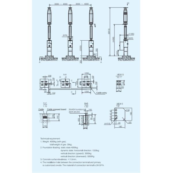 252kV 4000A High Voltage Circuit Breaker SF6 Sealed With Bus Bar Duct