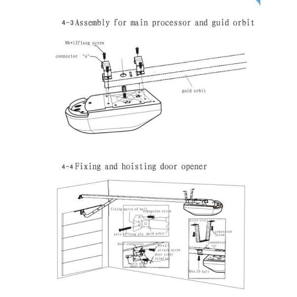 800N Force Overhead Garage Door Motor Rolling Code 35m Remote Distance