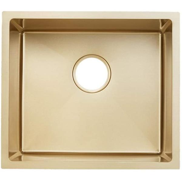 SUS304 Single Bowl Gold Kitchen Basin Sink Surface Anti Scratch Nano