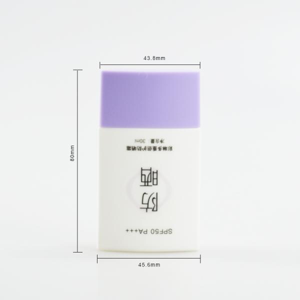 30ML Capacity Square Shape PE Plastic Sunscreen Lotion Bottles for Other Cosmetic