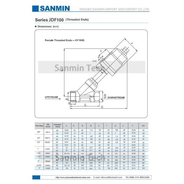 JDF100 2 Way Stainless Steel Pneumatic Angle Seat Valve Actuator Piston Control Valve For Air Oil Gas