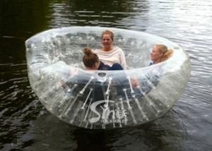Wholesale 3 Persons Bowl shape pool N river transparent inflatable floating sofa for kids N adults outdoor from china suppliers