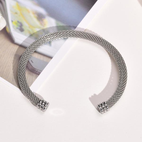 Gold Cuff Wrap Bracelet Open Wide Mesh Pattern Adjustable for Birthday Gift