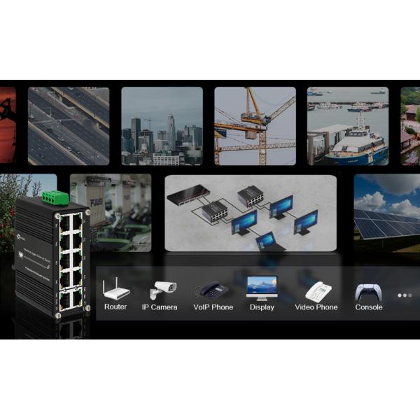 Mini Industrial Ethernet Switch 10 Port 10/100/1000BASE-T GE 12~48V DC