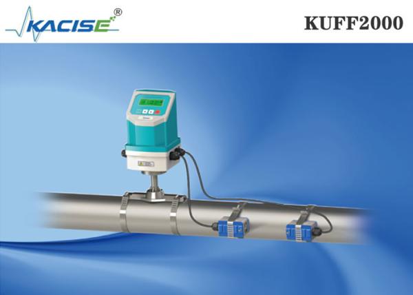 Quality KUFF2000 Clamp On Ultrasonic Flow Meter Main Unit And Sensor Fixed On Pipe for sale